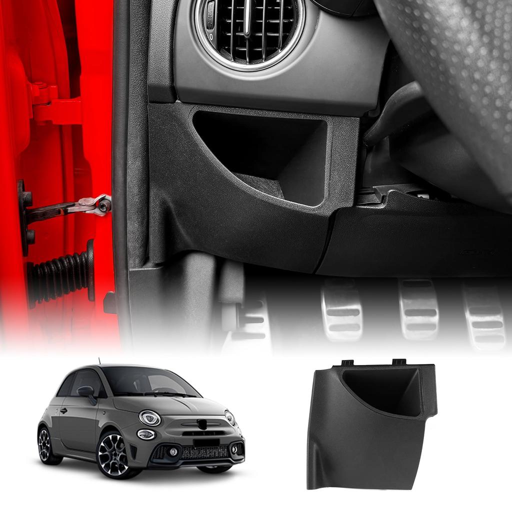 FDAIUN Car Side Storage Box for Abarth 595 695 595C 695C Fiat 500 500C Fiat 500E Direct Replacement for the Original Steering Wheel Lower Durable ABS