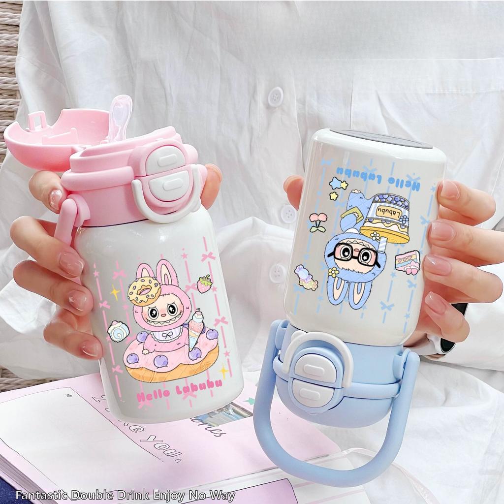 Cute Portable Handle Water Cup, Children's Insulated Cup, Special Straw Cup for Boys, Girls and Students To Go To School
