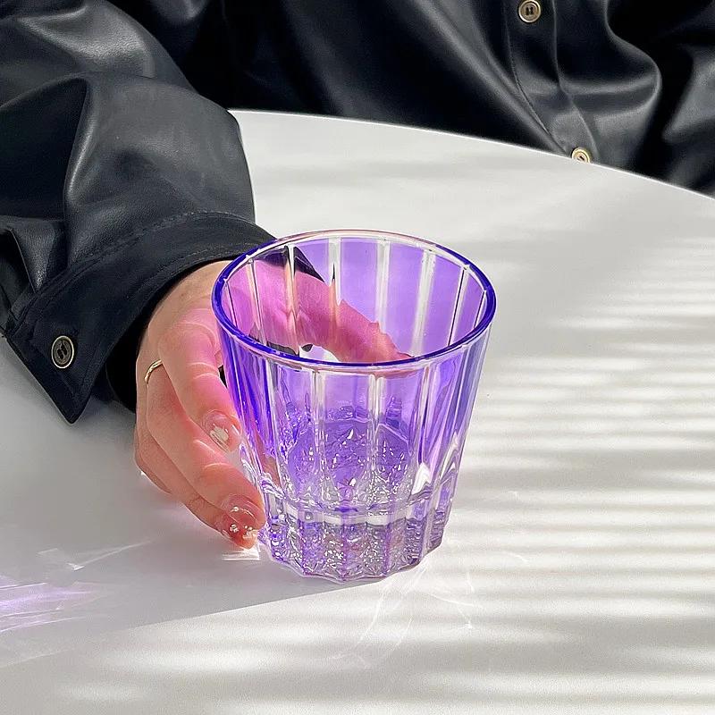 200ml Star Diamond Cut Rock Cup Whisky Cups Household Water Cup Minimalist Style Glass for Bar Party Colored Crystal Glass Cup