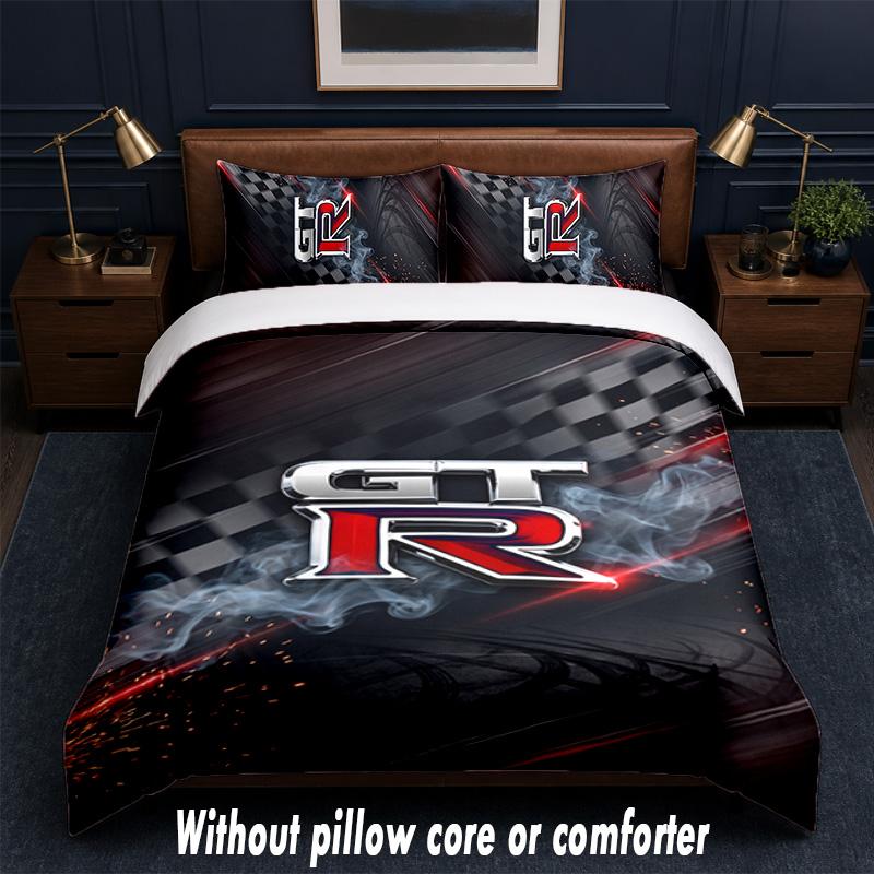 Nissan GT-R Design Bed Bedding Set 1 Duvet Cover + 2 Pillowcases Soft Breathable Household Bed Linens