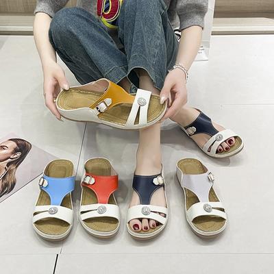 Moda Verão Mulheres Cunhas Chinelos Novo Retro Biqueira Aberta Arco Suporte Ortopédico Plataforma Sandálias Femininas Ao Ar Livre Casual Sapatos De Praia
