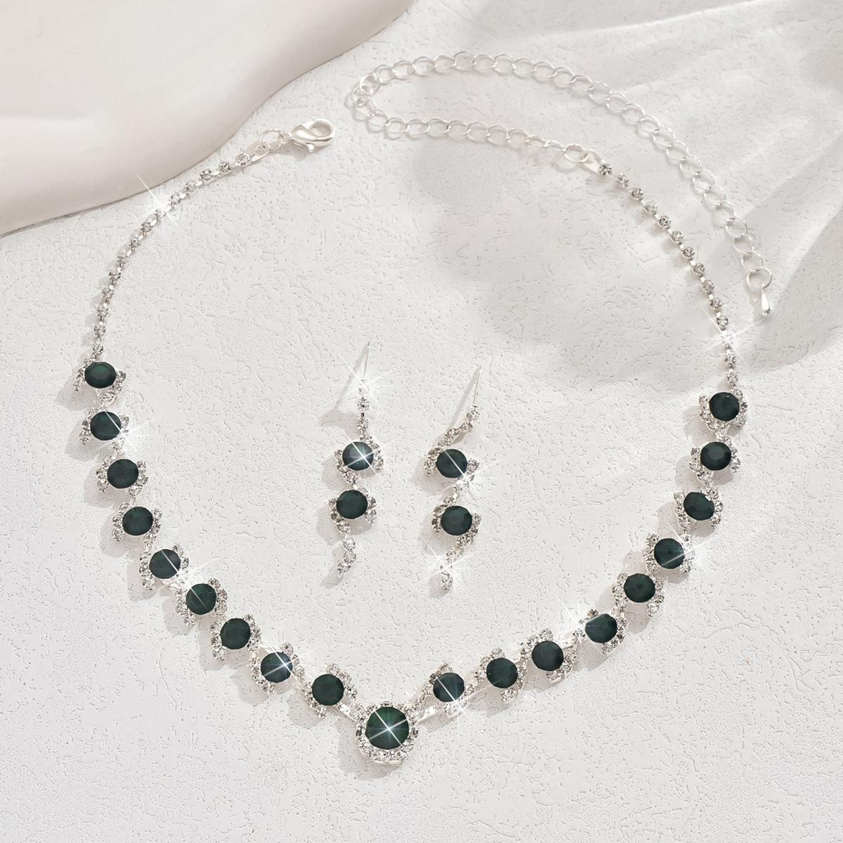 

Свадебная вечеринка цепь горный хрусталь комплект ювелирных изделий серьги кристалл ожерелье для женщин чёрный