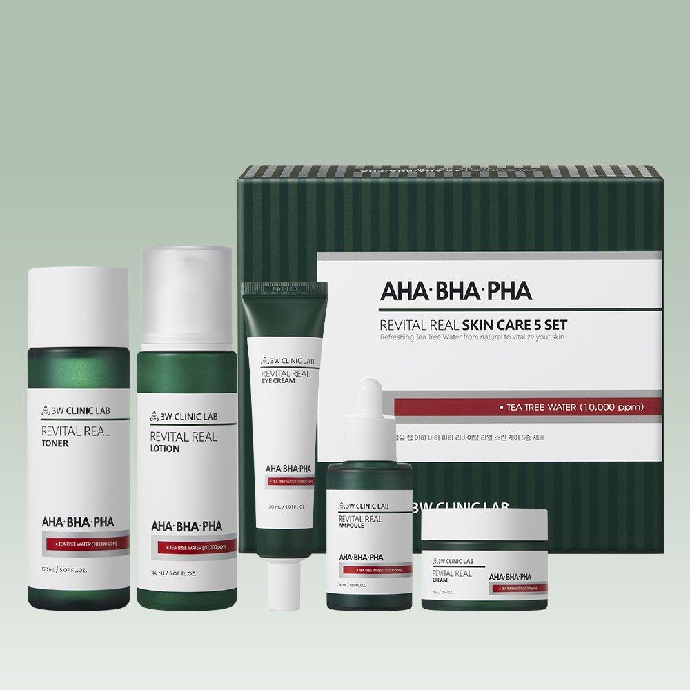 

3W Clinic Lab Aha Baha Paha Revital Real Skin Care 5 Piece Set + Shopping Bag