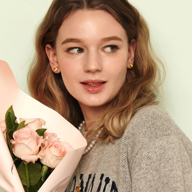 Murmur [925silver]Matt Volume Heart Stud Earring