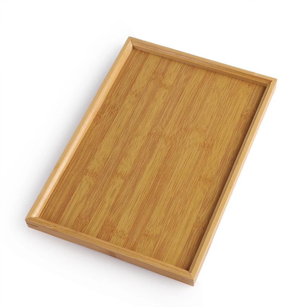 Rectangular Bamboo Tray Solid Color Wooden Fruit Snack Plates Household Kitchen Accessories Dinner Plates