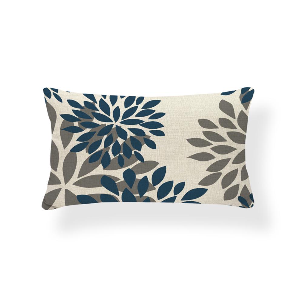 Geometrischer Leinen-Kissenbezug in Seeblau, Gelb, Schwarz und Weiß - Bauernhaus Wohnzimmer Sofa Dekor