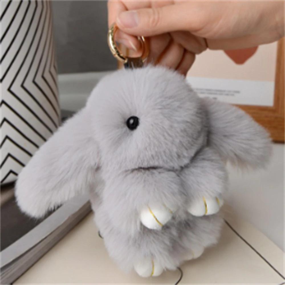 15cm Rabbit Fur Keychain Women Bag Car Key Chain Pendant Decoration Jewelry Bags Hangings Accessories Gifts