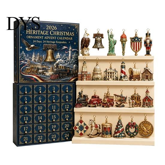 Acrylic Christmas Decoration Nutcracker Advent Calendar 2026, 24 Day Countdown Box with 2D Surprise Gift for Flat Pendants, Festive Tree Hanging