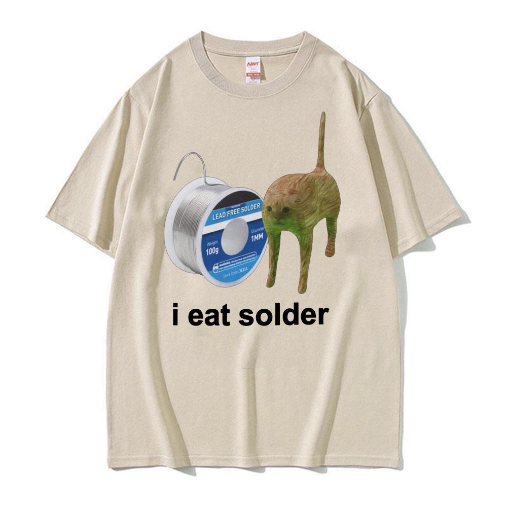 

I Eat Solder To Curse An Interesting Cat Meme T-shirt for Men and Women, Fashionable and Casual Printed 100% Pure Cotton T-shirt 4XL