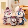Japanese Style Penguin Plush with Christmas Scarf & Hat - Cute Pendant Stuffed Toy for Kids' Bags