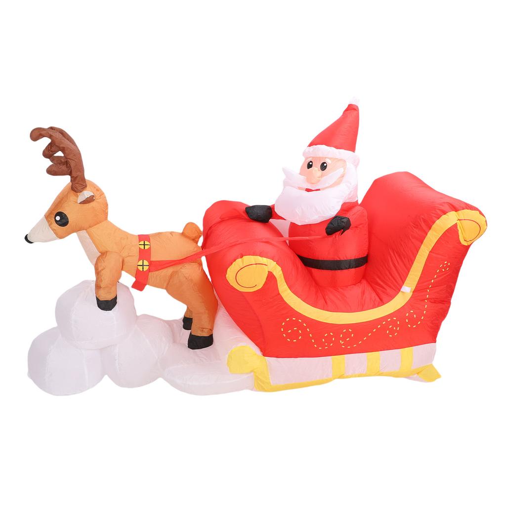 5.9ft Inflatable Decoration Santa On Sleigh Blow Up Reindeer Pulling Santa Sleigh Built in LED Lights for Party Decor