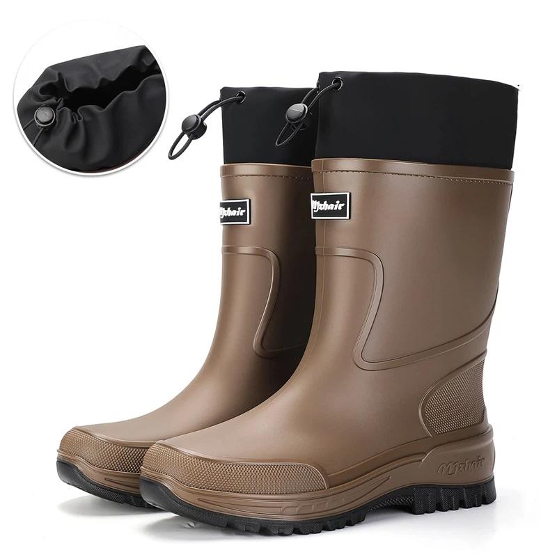 Vidurio blauzdos lietaus batai Vandeniui atsparūs PVC Guminiai Wellies Kvėpuojantis Tinklelio pamušalas Neslystantis padas Lauko Žvejybos Sodininkystės Darbo Lietaus batai