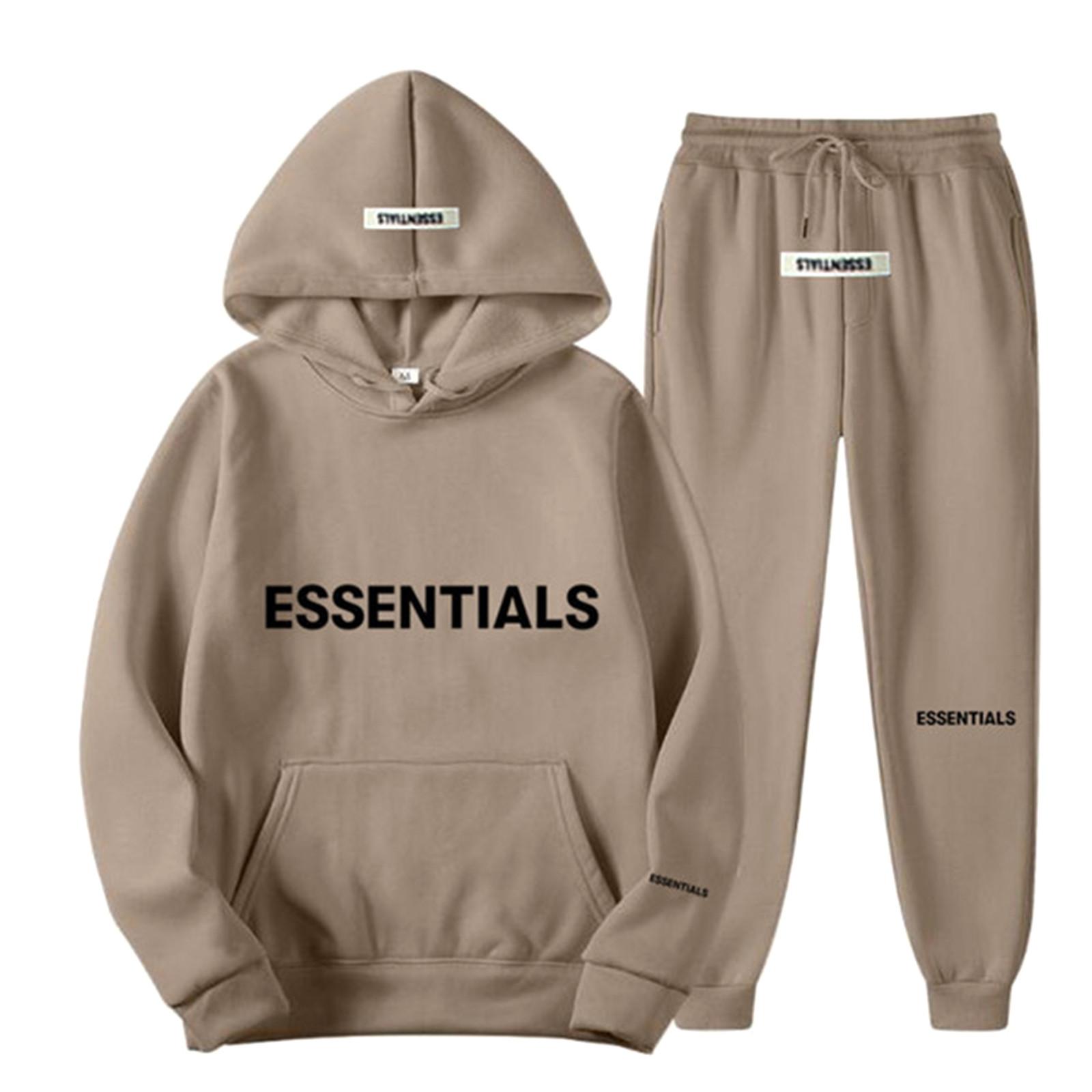 

Mens Hooded Sports Tracksuit Unisex Two-Piece Running Outfits Long Sleeve Pullover Hoodies Sweatshirt+Sweatpants Set M хакі