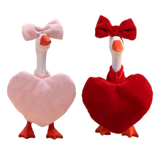 1 Set Valentine's Day Porch Goose Outfits Outdoor Garden Lawn Yard Goose Statue Velvet Bow Love Heart Costume Holiday Party Dress-up Clothing