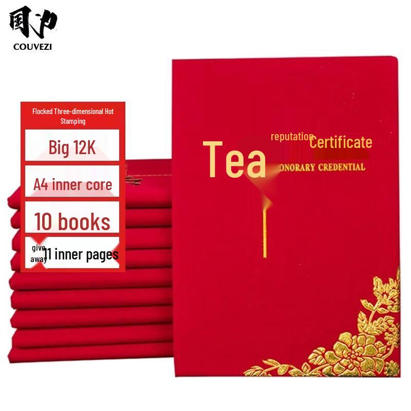 COUVEZI Red Velvet Award Certificate Holders (10-Pack)