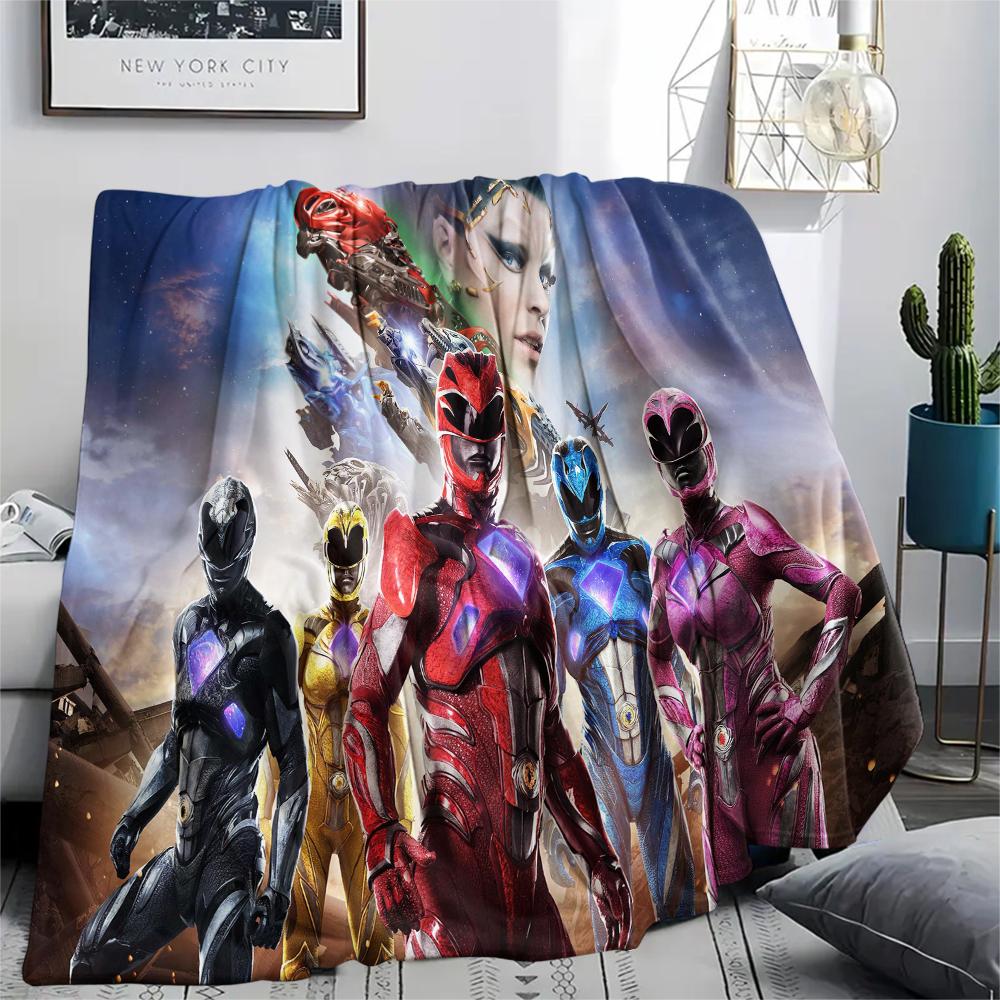 1 Stück Power Rangers Aufdruck Flanelldecke, Hohe Qualität, Bequem für alle Jahreszeiten, Heimdekoration, Wärme und Komfort, Perfekt für Geschenke
