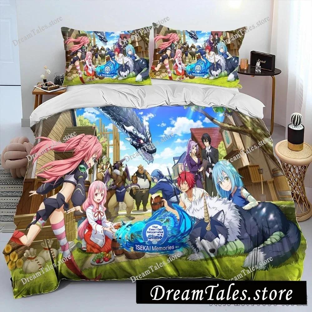 I Got Reincarnated As A Slime Cartoon Poster Sheets Quilt Covers Bedding Dormitory Sheets Bedding Set Soft Warm Bedding Set963