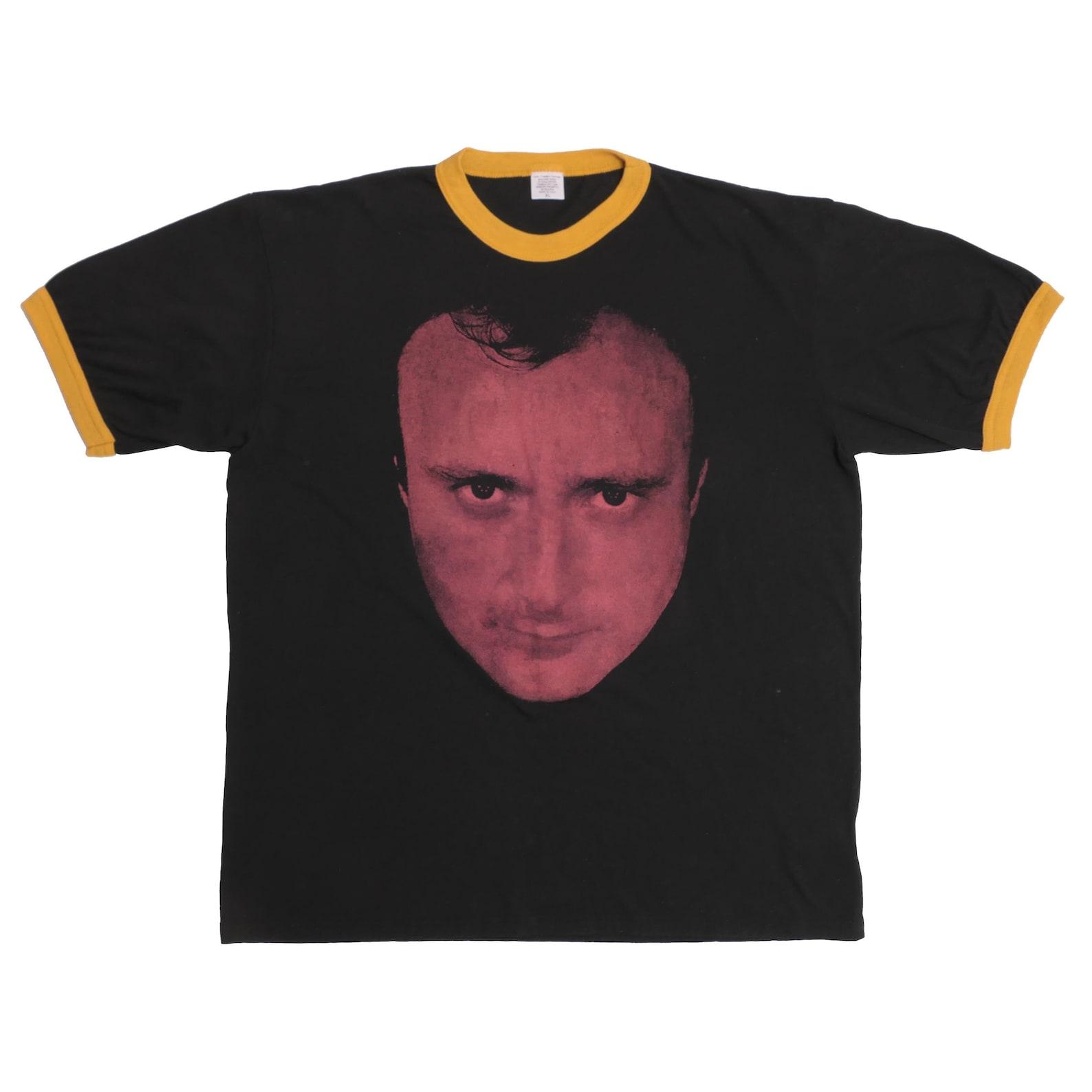 Phil Collins No Jacket Required Ringer Tee Shirt Red Face Value Genesis Drummer But Seriously White Black Pop Music Legend US Tag - XL S