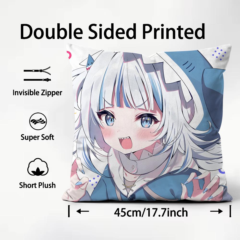 Gawr Gura H-Hololive EN Kissenbezug Bequem Wendbar Kissenbezug Ideal für Auto Sofa Schlafzimmer & Mehr
