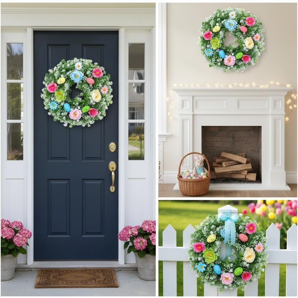 Plastic Easter Decoration Wreath Simulated Plant Spring Floral Wreath  Garden Yard
