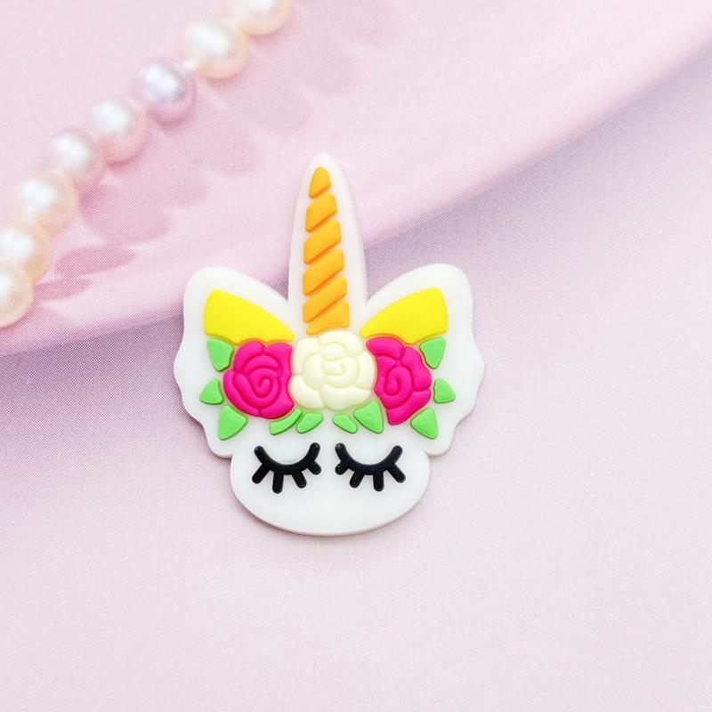 12pcs Cute Mini Unicorn head PVC flexible glue Flat back DIY Scrapbook Embellishment Phone Craft Decoration E98