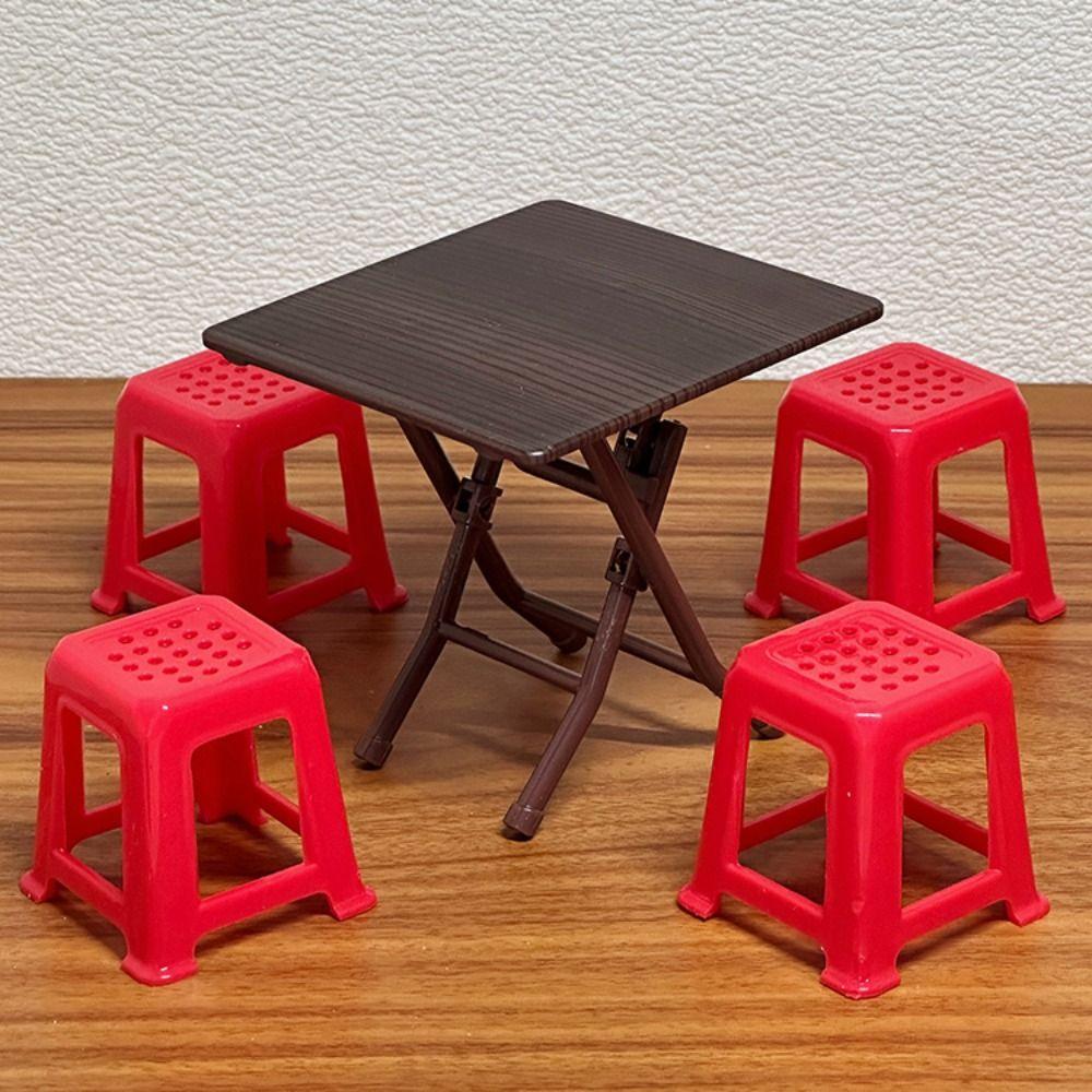 Mini Stool Dollhouse Folding Table Doll Furniture Dollhouse Small Chair Home Decor