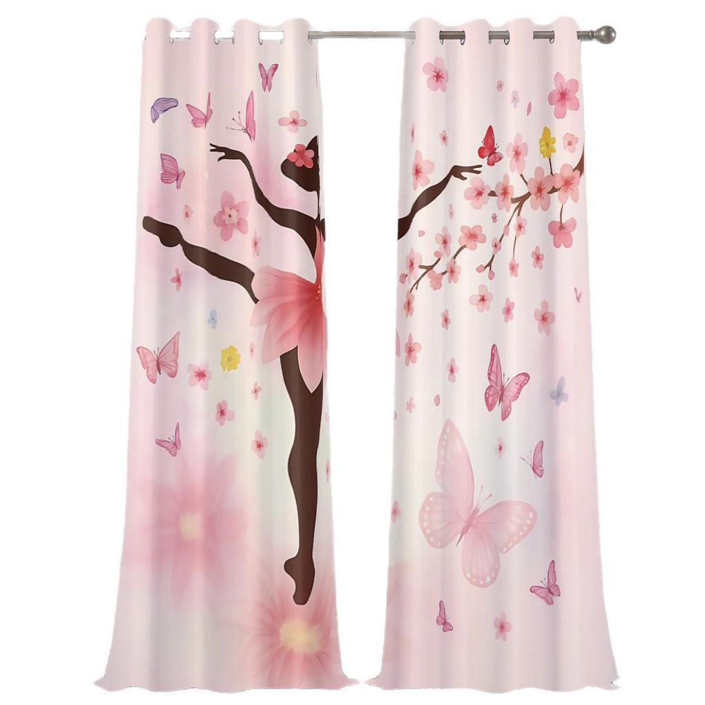 Ballet Girl High-Precision Blackout Curtains - Custom Digital Print, Thickened Polyester, Sun Protection