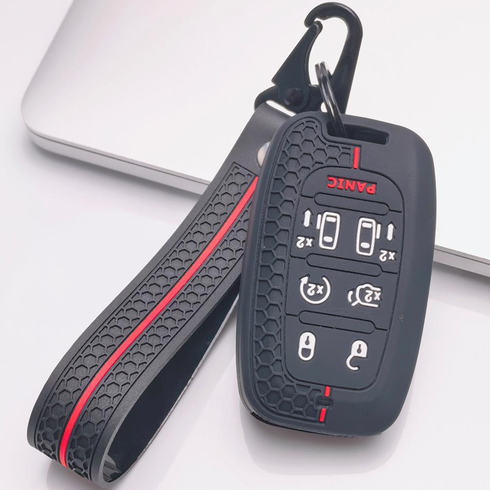 Κάλυμμα Κλειδοθήκης για Chrysler Pacifica Hybrid Voyager με Κρίκο Κλειδιών Αντιχαρακτικό Προστατευτικό Αντικραδασμική Προστασία Υφή Μαλακής Λαβής Ανταποκρινόμενο Κουμπί Αφής