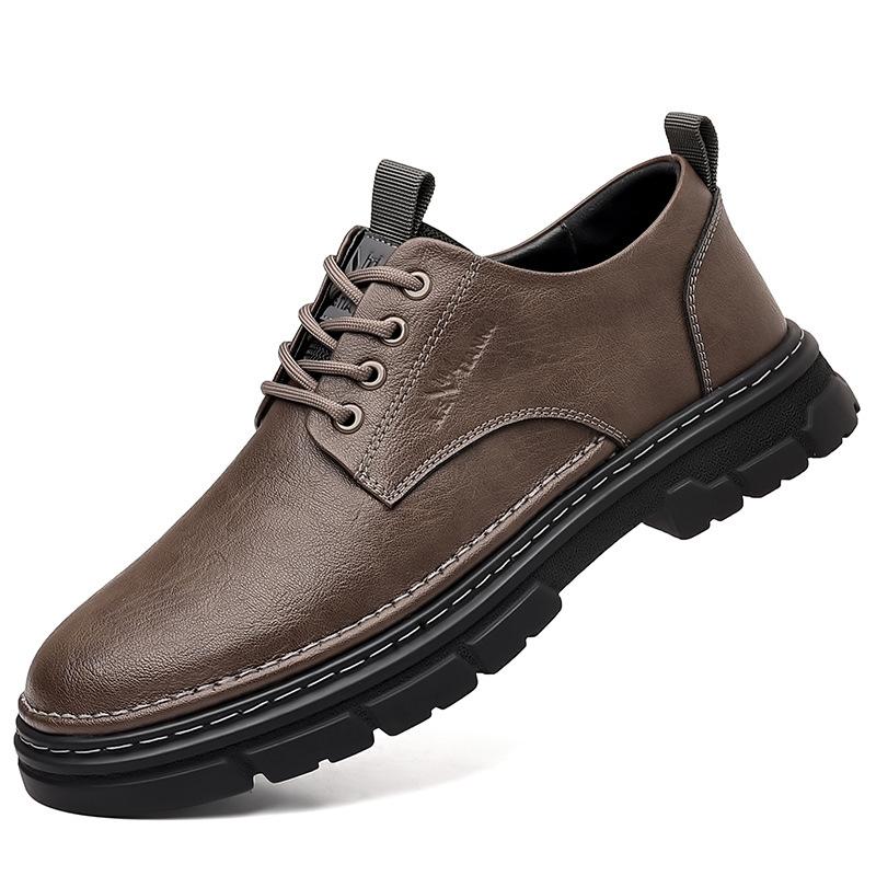Leather Cowhide British Leather Shoes Men's Leather Men's Shoes Platform Lightweight Martin Tooling Shoes Front