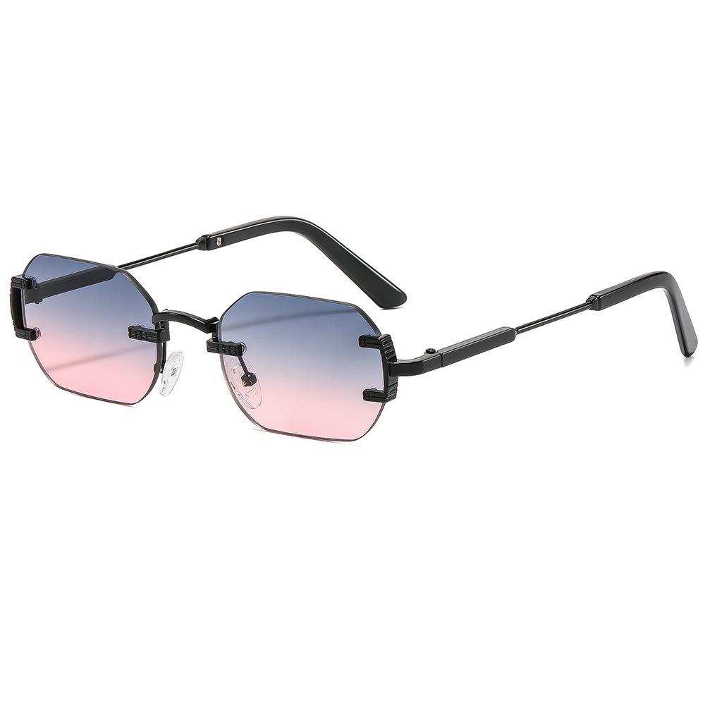 New fashionable retro square frameless trimmed sunglasses ins personalized versatile travel driving sunscreen sunglasses tide