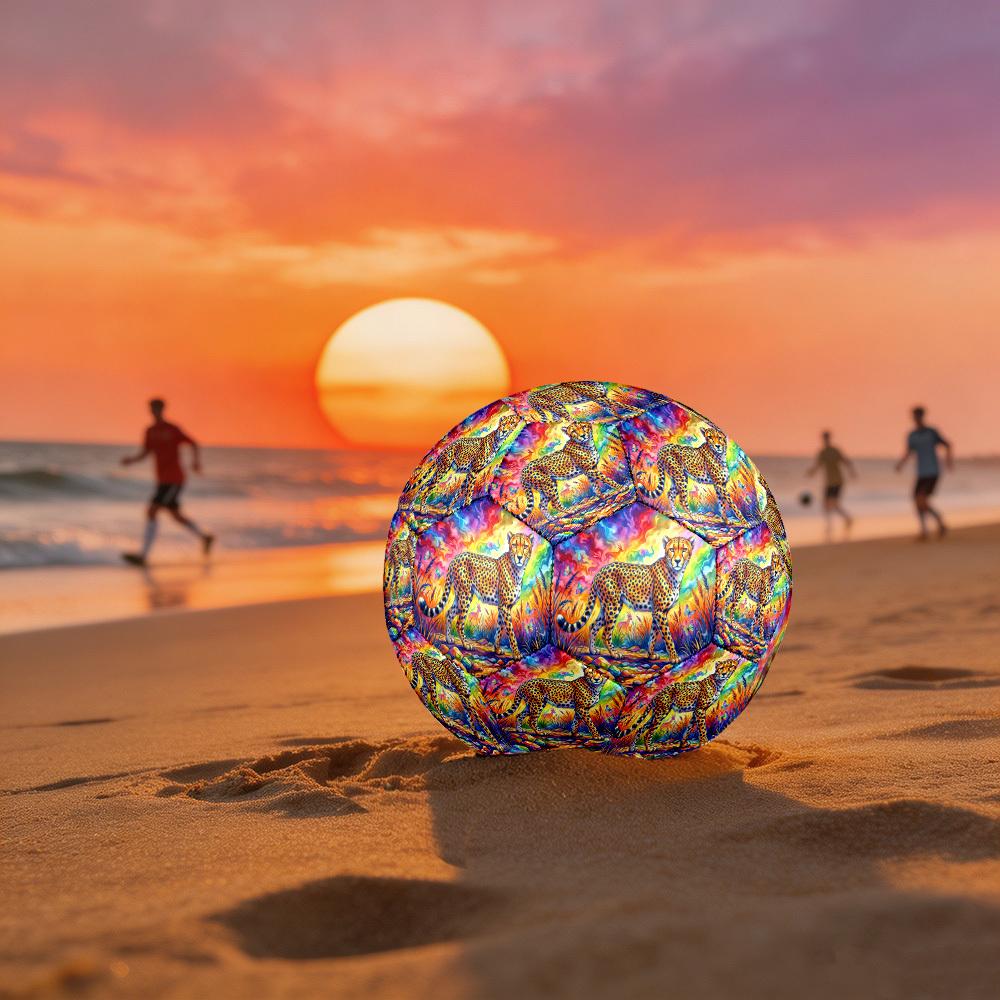 1pc Rainbow Cheetah Theme Soccer Ball Football, Size 5, Lightweight PVC, Outdoor Training Soccer Ball,Sports Gift t614100