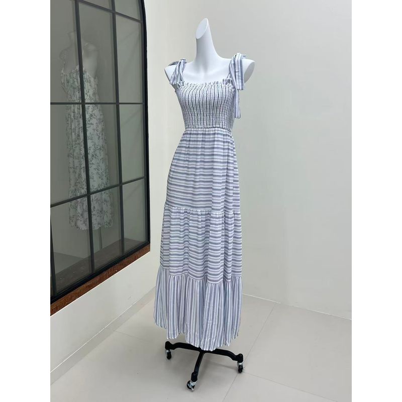 Practical Casual Wear Ins Blogger Long-Term Wardrobe Classic Stripe Tall Dress Long Dress
