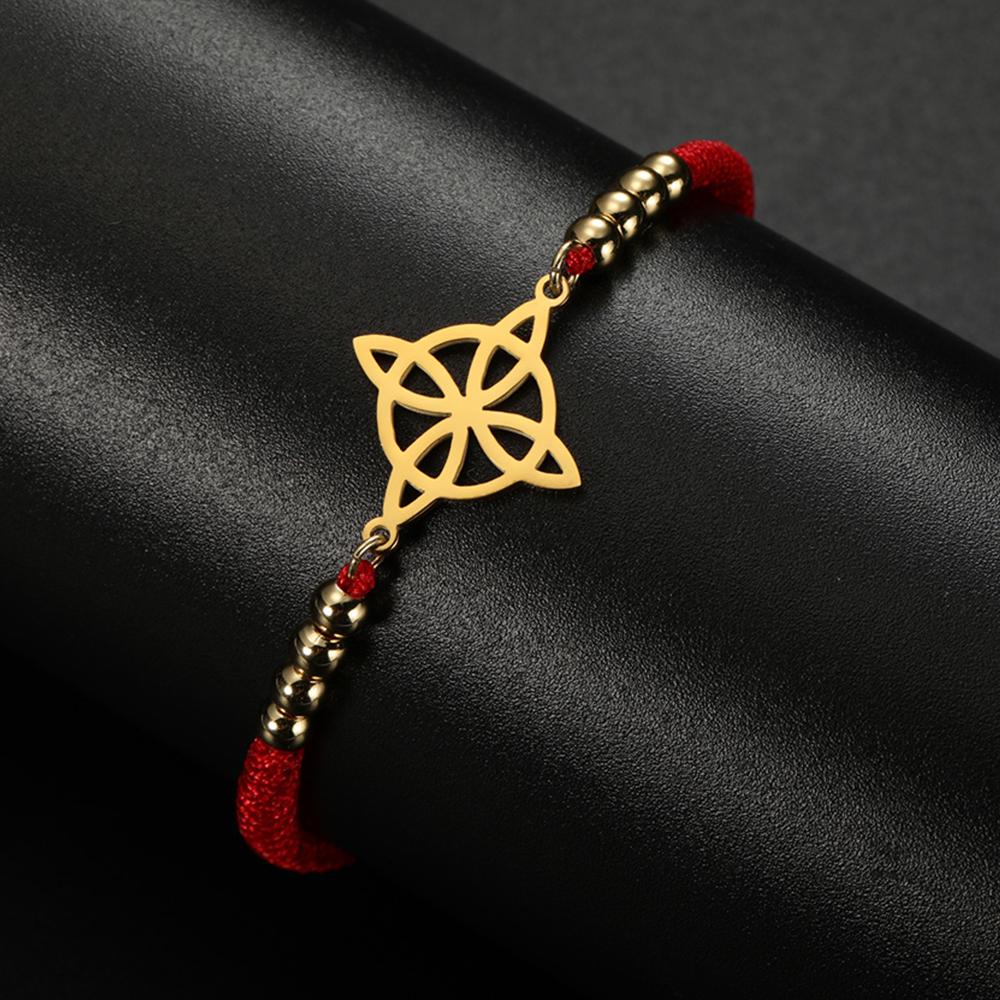 My Shape Witch Knot Bracelets for Women Celtics Knot Handmade Woven Rope Beads Wicca Amulet Witchcraft Stainless Steel Jewelry
