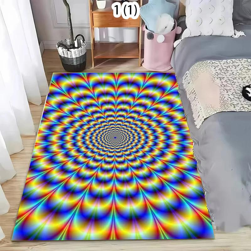 

Rug Carpet Mat Non-Slip Psychedelic Gradient Illusion Area Rug Living Room Bathroom Kitchen Nursery Playroom Trippy Home Decor 40X60cm