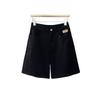 Summer large size high waist A word denim shorts women's versatile fashion wide leg outer wear denim five-point shorts