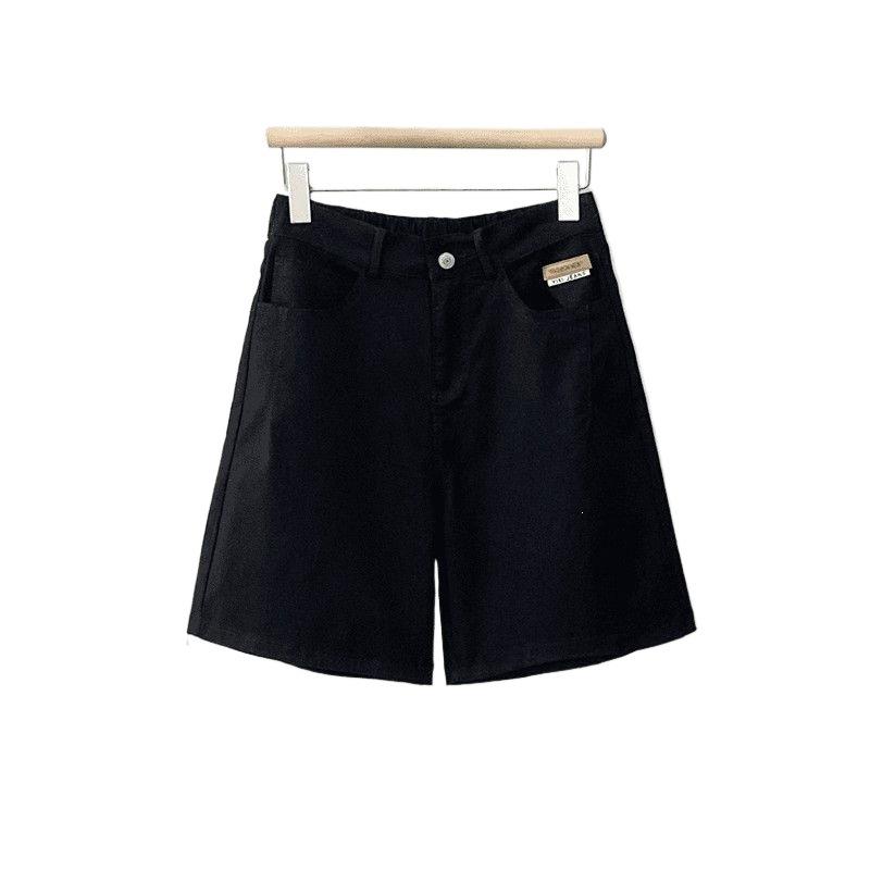 Summer large size high waist A word denim shorts women's versatile fashion wide leg outer wear denim five-point shorts