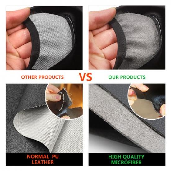 Console Lid Armrest Black Leather Cover For Nissan Maxima 2016-19 Red Stitch