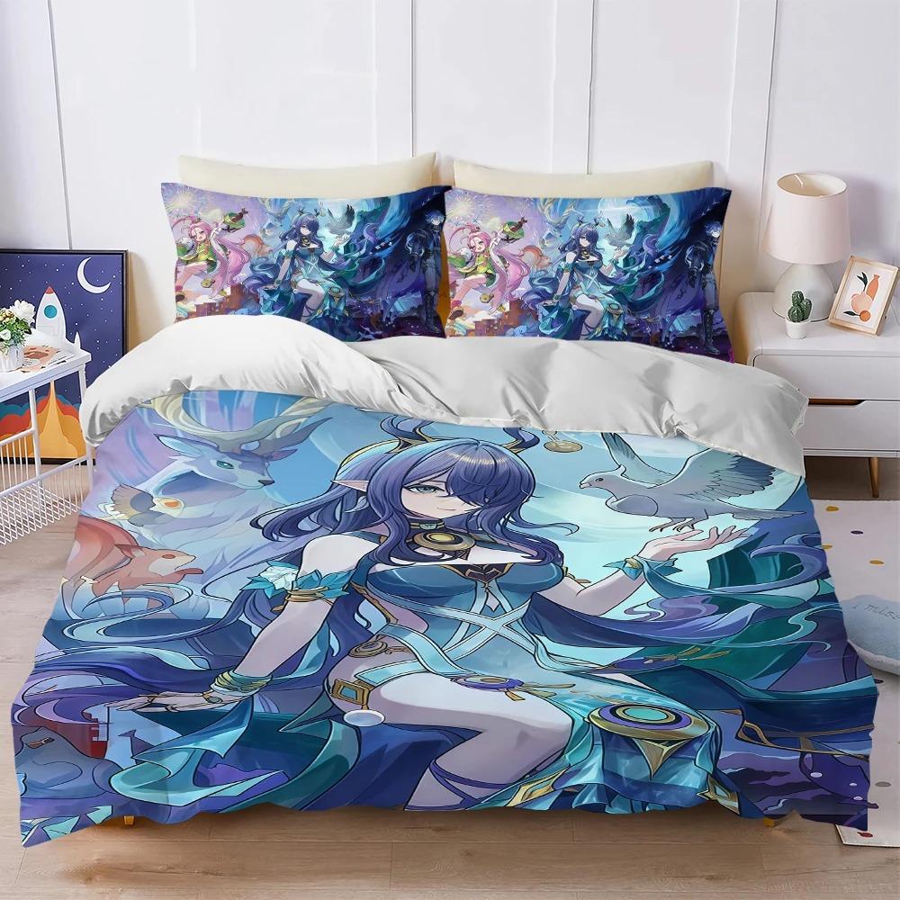 Lauma Genshin Impact Duvet Cover Set Soft Wash Bed 3 Piece Summer Comfortable Student Dormitory Home Baby Bedding Best Seller