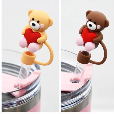 Bonito Tapón de Silicona para Pajita 10 mm Forma de Corazón 3D Tapa Antipolvo para Pajita Accesorios para Vasos Cubierta a Prueba de Polvo para Puntas de Pajita