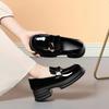 5cm British Style Shallow Soft Leather Loafers Platform Pumps Spring 2025 Med Block Heels Shoes Thick Bottom for Office Mom