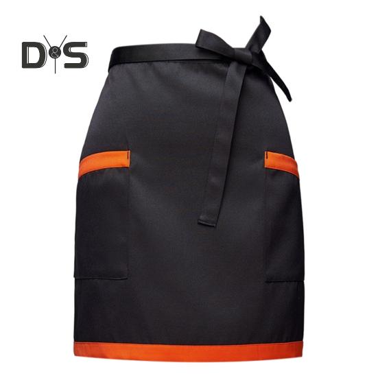 

Фартук повара полудлинный с карманами однотонный шнурованный дышащий не мнется кухонный фартук для готовки G