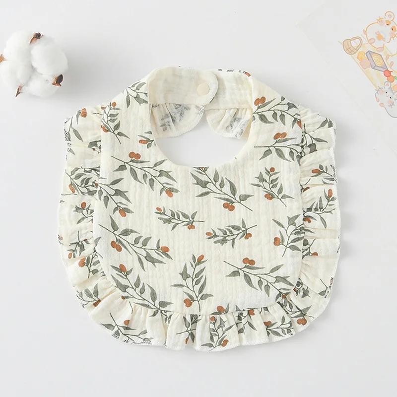 Cotton Gauze Baby Feeding Bibs Summer Soft Petal Baby Printed Drooling Towel Newborn Toddler Baby Burp Cloth Children's Bib