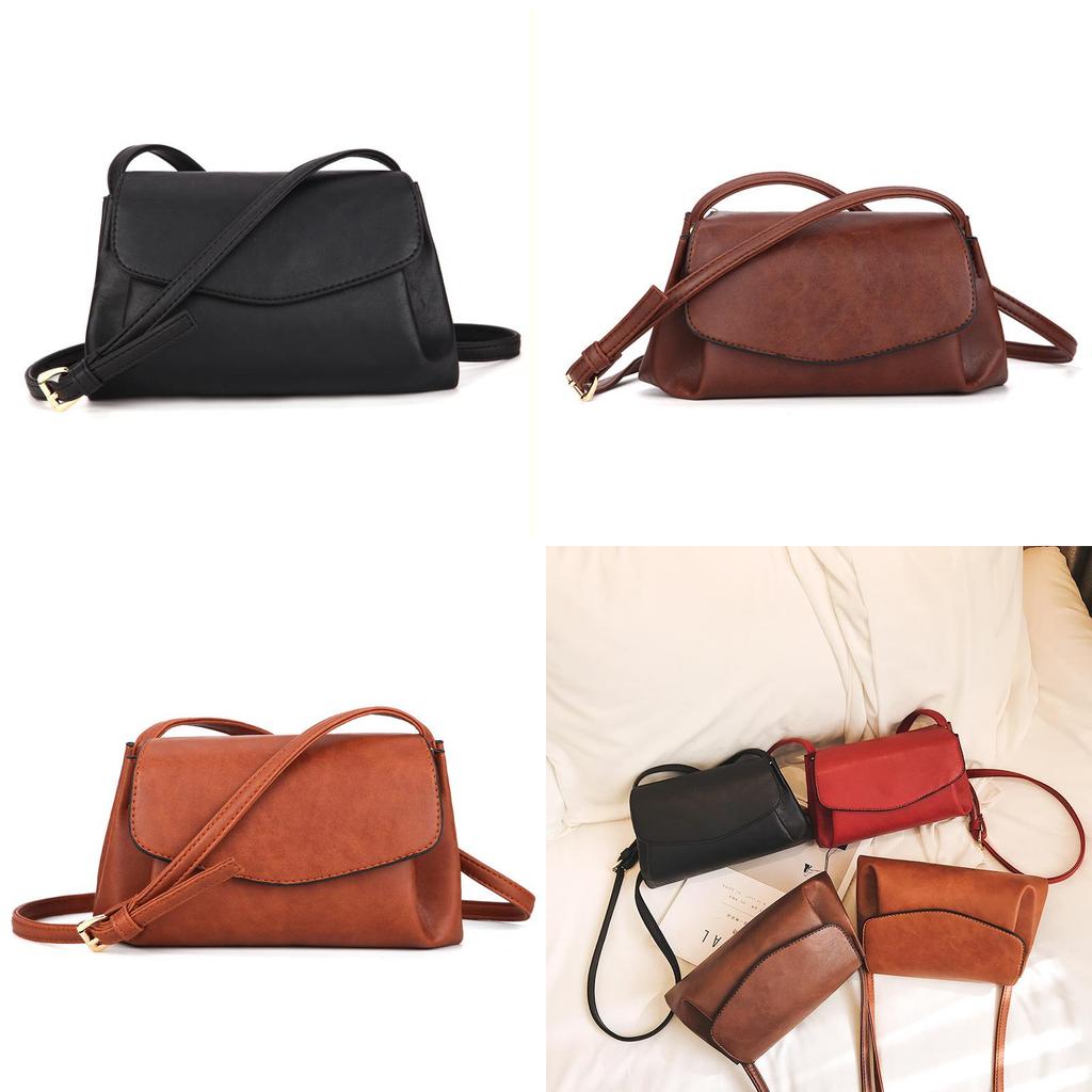 Pu Retro Crossbody Bag With Inner Card And Solid Color Design Womens For