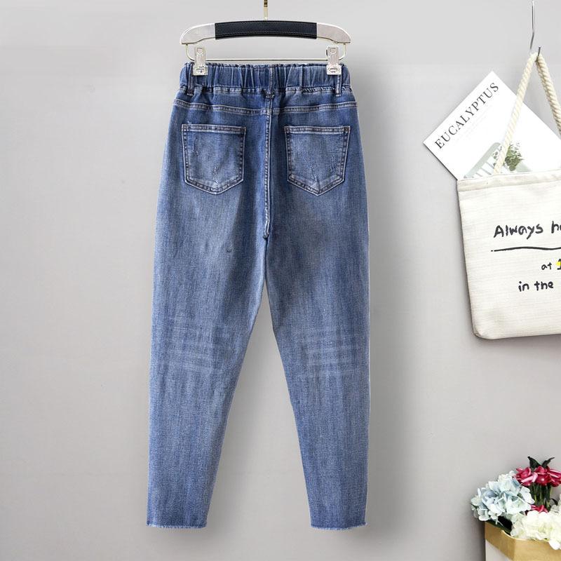 Plus Size Women's Pants Plus Size Women's High Waist Jeans Pants Split Pants Thin Elastic Leggings Jeans with Carrots Comfort Waist Pants
