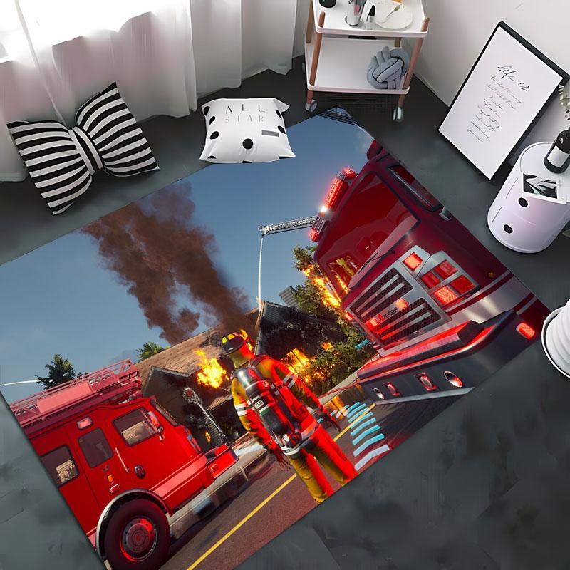 3D Printed Fire Engine Whistle Carpet, Living Room Bedroom Mat Children's Room Soft and Comfortable Anti-slip Rug Christmas Gift