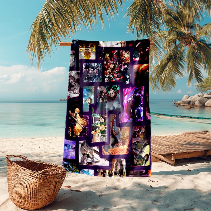 Japanese artist Koyoharu Gotouge's Demon Slayer beach towel, outdoor camping vacation swimming beach towel, outdoor absorbent bath towel blanket K18
