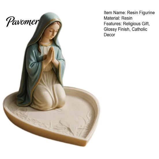 Religious Souvenir Virgin Mary Rosary Holder Resin or Jesus Figurine Jewelry Dish Our Lady Beliefs Decor Prayer Gift Catholic for Home Bedroom