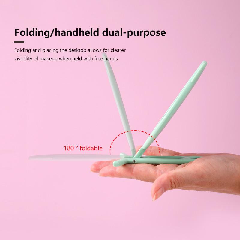 1 Stück Einfache Katzenohren Handheld HD Make-up-Spiegel Tragbar Faltbar Dual-Use Schreibtischspiegel Günstiger Studenten Hand-Make-up-Spiegel