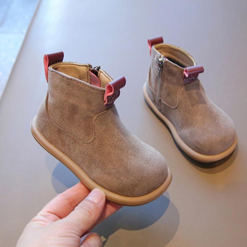 Cizme de piele mată pentru copii Fete Cizme scurte retro Cizme versatile casual din bumbac pentru bebeluși