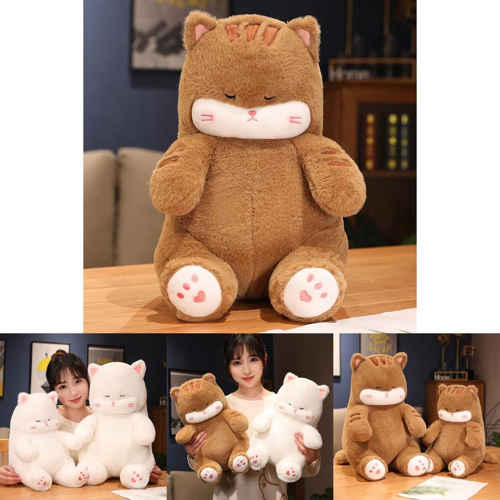Adorable Cat Plush Pillow Doll Soft Cuddly Kitty Figure Fluffy Stuffed Toy Gift For Girls